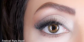 لنز طبی رنگی سالانه فستیوال Festival Morning Q (استعلام موجودی در واتساپ) (Pure Hazel (سبز یشمی عسلی دورمشکی))