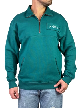 پلیور دورس نیم زیپ مردانه مدل تینک رنگ سبز کد 89867