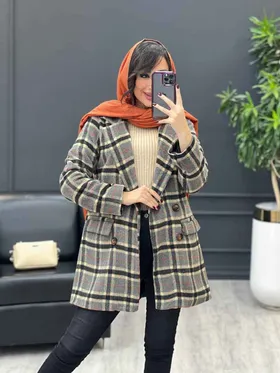 پالتو چهارخونه کوتاه چهار دکمه