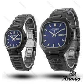 ساعت ست سیتیزن diamond مشکی صفحه سورمه ای مربعی s-10220