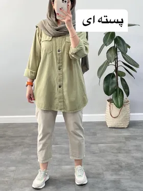 مانتو شومیزی کتان دانشجویی جیب دردار