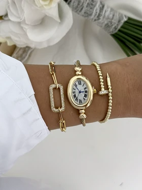 بنگل ساعت زنانه بیضی عدد رومی 936