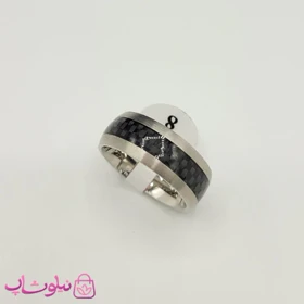 انگشتر مردانه کارتیه مدل فیبر کربن نقره ای مشکی کد 460