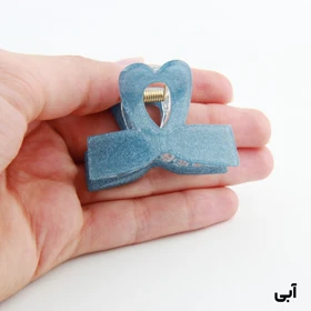 کلیپس دخترانه مدل پاپیون قلبی شاین دار (آبی)
