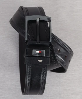 کمربند مردانه مشکی سگک فلزی 3041