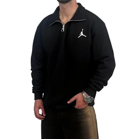 دورس مردانه یقه نیم زیپ سفید مشکی مدل جردن