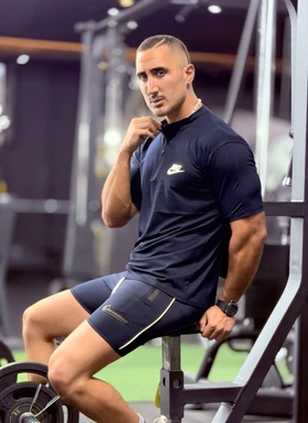 تیشرت طرح نایک بدنسازی سرمه ای