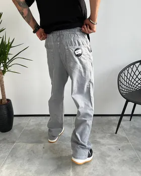 شلوار جین کتان نیم بگ DENIM رنگ طوسی