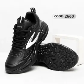 کتانی BROOKS مشکی خط سفید زیره طبی 2660