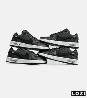کفش کتانی مردانه و زنانه طوسی مشکی NIKE jordan 1 x LOUIS VUITTON