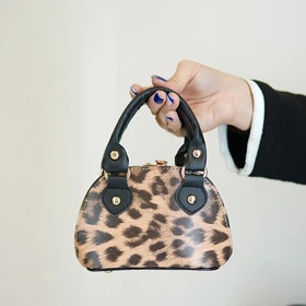 کیف رودوشی و دستی پلنگی زنانه دو دسته