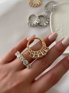 انگشتر پنج نگین طلایی ژوپینگ