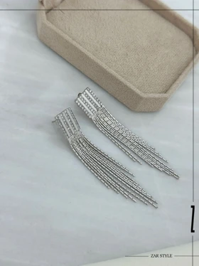 گوشواره آویزی زنجیری نگین‌دار