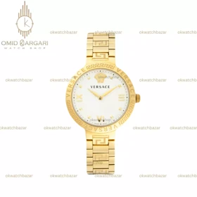 ساعت مچی ورساچه دورحکاکی طلایی صفحه سفید Versace
