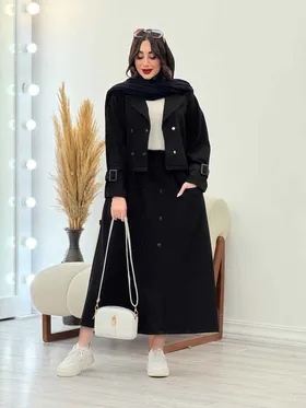 ست کت و دامن کمربند دار