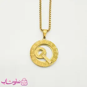 گردنبند مردانه بولگاری طلایی با پلاک دایره