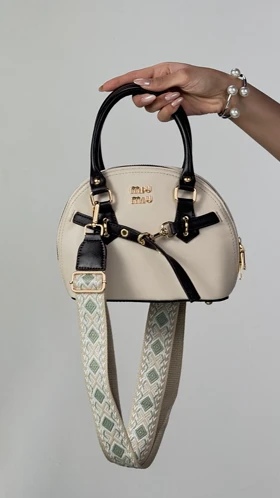 کیف صندوقی نیم گرد کمربندی MIU MIU   کد 1100343 (کرم)