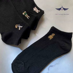 جوراب کبریتی مشکی گلدوزی شایسته