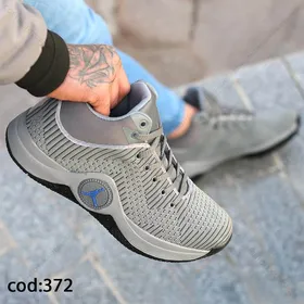 کتانی بسکتبالی طوسی آرم جردن زیره - کد 372(Ta11)