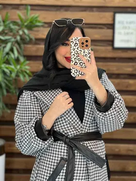 پالتو طرحدار سرآستین چرم