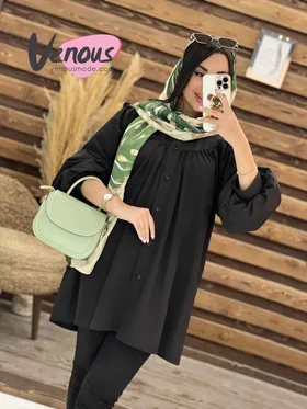 مانتو چین‌دار آستین پفی