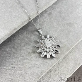 گردنبند طرح گل نقره ای 10143