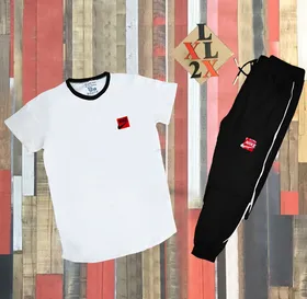 ست تیشرت آستین کوتاه و شلوار NIKE مربعی رنگ سفید