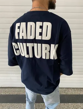 تیشرت FADED استین سه ربع قواره دار رنگ سرمه ای