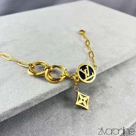 دستبند لویی ویتون زنانه نگین مشکی طلایی 40107