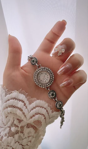ساعت زنانه طرح نقره مجلسی