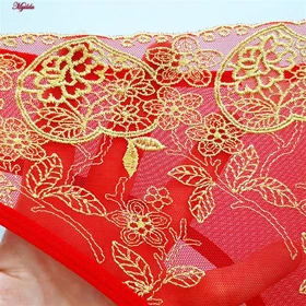 ست شورت و سوتین زنانه رنگ قرمز با رگه طلایی مدل فنردار برتا کد 5339-1021