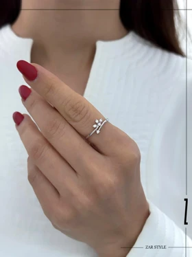 انگشتر دو لاین گل سه پر