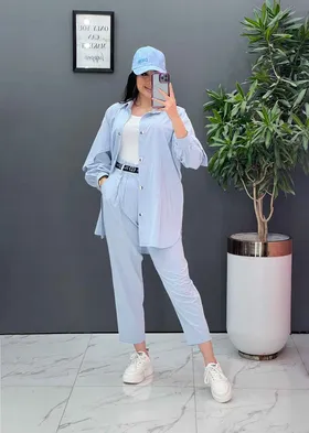 ست مانتو شلوار لینن کمربند Dior