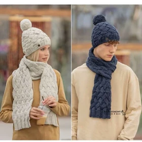 کلاه و شالگردن ست بافت حصیری اندلس