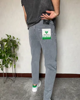 مام استایل جین کتان ترک طوسی BoTEGA