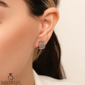 گوشواره حلقه‌ای سفید ژوپینگ