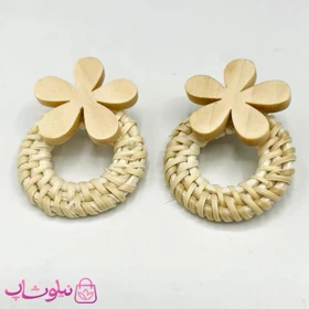 گوشواره فانتزی دخترانه کنفی طرح گل دایره ای