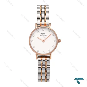 ساعت دنیل ولینگتون زنانه مینی گرد دورنگ رزگلد ایندکس نگین DW-6763-L