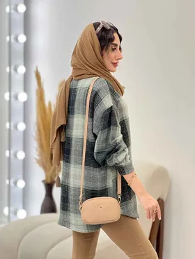 مانتو چهارخونه جیب دکمه آنیل