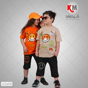 تیشرت شلوارک اسپرت طرح استیکر لبخند