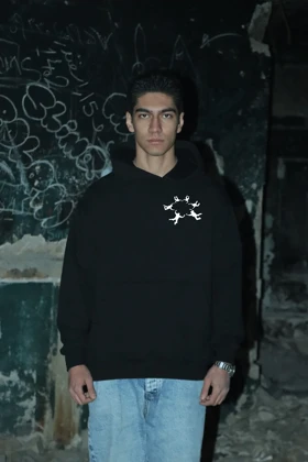 هودی مشکی اسپرت طرح آدمک - فواصل