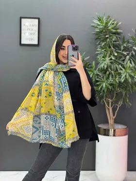 شال حریرنخ طرح لوزی و مربع