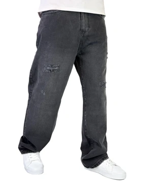 شلوار جین مردانه بگ استایل رنگ ذغالی کد 00351