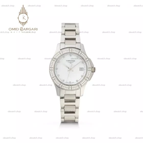 ساعت مچی لونژین دور نگین بند استیل صفحه سفید Longines