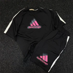 ست تیشرت شلوارک بالانسیاگا مشکی پارچه ماکان گرم بالا