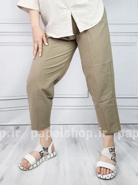 شلوار لینن ساده کمرکش