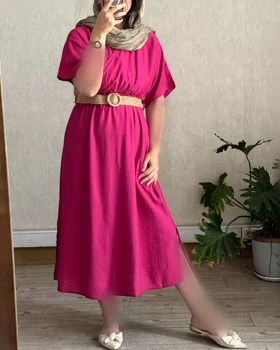 پیراهن ساحلی کیانا با کمربند کنفی