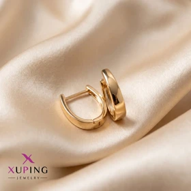 گوشواره حلقه‌ای ژوپینگ طلایی براق