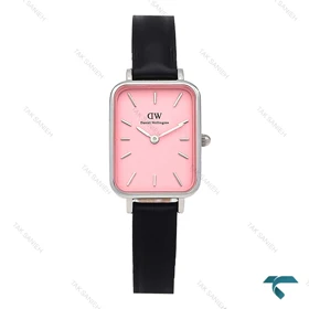 ساعت زنانه DW مستطیلی سیلور بندچرم صفحه صورتی DW-7119-L