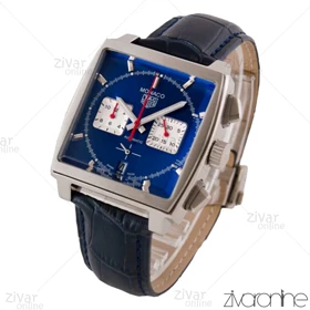 ساعت تگ هویر موناکو مردانه قاب سیلور بند چرم سرمه ای 104004